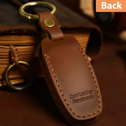 Miniatura 4 de OLLEN Funda para llavero de cuero genuino sin tornillos, compatible con Audi A3 A6 A6L A7 A8 Q7 Q8 E-Tron S3 S6 S7 SQ7 RS6 RS7, etc, protector
