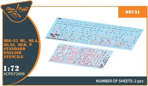 Miniatura 2 de CLEAR PROP Plantillas inglesas estándar CPD72009 1/72 MiG-23ML, MLA, MLD, P, MLAE para kits de CP y otros