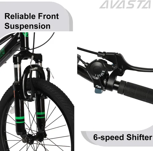 Miniatura 8 de AVASTA Govet Bicicleta de Montaña de 20'' para Niños de 6-12 Años para Niños y Niñas con Horquilla de Suspensión, Transmisión de 6 Velocidades