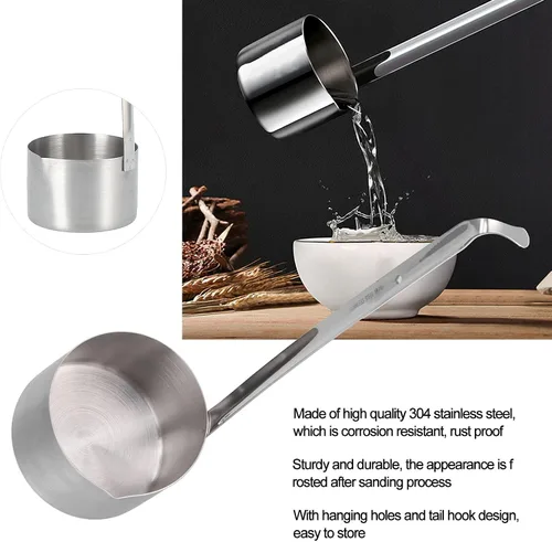 Miniatura 2 de Alvinlite Cucharón de acero inoxidable para vino, cucharas medidoras para verter cerveza, cucharón colgante con gancho (16.91 onzas)