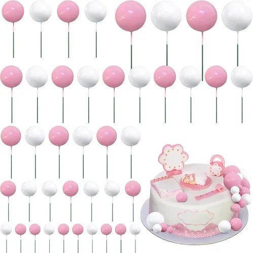 Miniatura 8 de 66 piezas de decoración de pastel de bola, mini palitos de globo, palitos de bricolaje, bolas de espuma para graduación, boda, fiesta, suministros