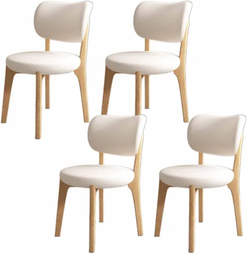 Miniatura 42 de Juego de sillas de comedor de madera modernas con respaldo curvado, sillas de cocina tapizadas con marco de madera, sillas laterales sin brazos