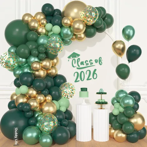 Miniatura 15 de Ouddy Life Kit de arco de guirnalda de globos de color azul polvoriento, 157 unidades, globos de confeti de color azul metálico y blanco