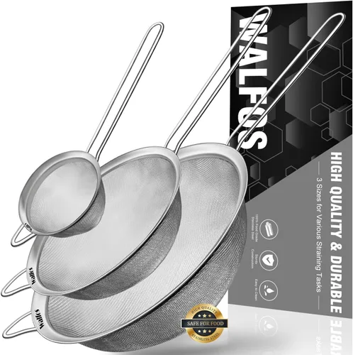 Miniatura 16 de Walfos Cuchara espumadera, colador de malla fina de acero inoxidable 304, filtro de aceite para espuma, colador de malla ultrafina perfecto