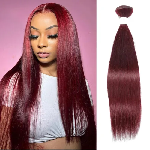 Miniatura 8 de REMY HAIR paquetes de cabello humano lacio 99J Borgoña paquetes 1 paquete 14 pulgadas 100% cabello humano