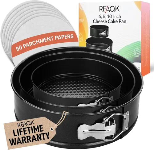 Miniatura 13 de RFAQK Molde Desmoldable Antiadherente de 9 Pulgadas – Molde Desmoldable para Tarta de Queso con Parte Inferior Extraíble, Espátula de Glaseado