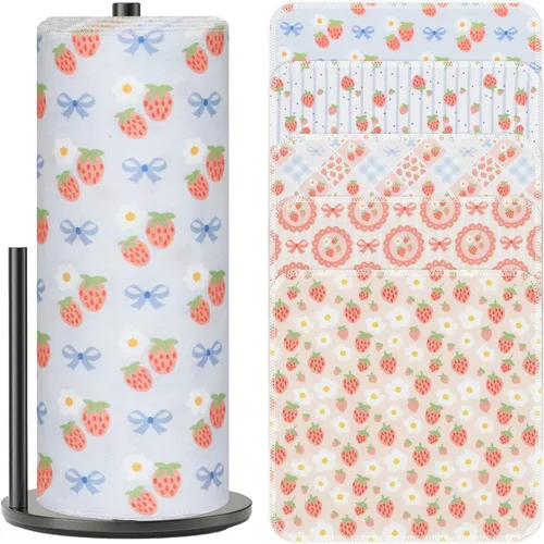 Miniatura 13 de Paquete de 25 toallas de papel reutilizables, toallas sin papel enrolladas lavables de tela de algodón para toallas de cocina, productos de cero