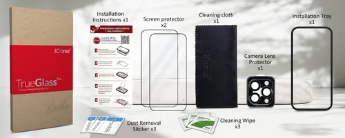 Miniatura 6 de iCarez Protector de pantalla de vidrio templado para iPhone 15 Pro Max de 6.7 pulgadas 2023 (paquete de 2) compatible con fundas, cobertura
