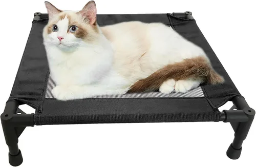 Miniatura 4 de Pozico Cama elevada para mascotas con malla transpirable para gatos y perros pequeños, cuna refrescante elevada para cachorros y gatitos, 18.9 x
