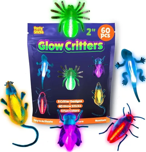 Miniatura 6 de Glow Critters y Halloween Trick or Treat - Esqueletos y calabazas brillantes - Bastones brillantes para fiestas - Suministros de fiesta que brillan