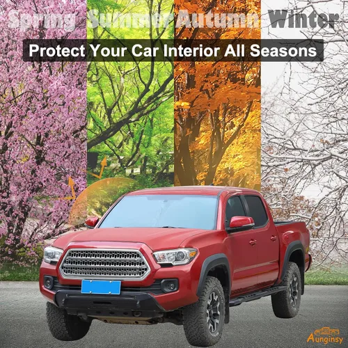 Miniatura 7 de Aunginsy Parasol para parabrisas delantero compatible con Toyota Tacoma 2006-2026, parasol plegable reflectante para rayos UV y protección solar