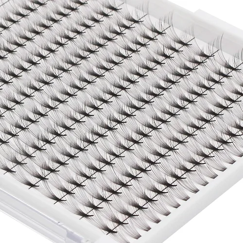 Miniatura 2 de 220 extensiones de pestañas postizas de volumen de tallo largo 14D con abanico ancho, base fina, pestañas postizas individuales largas naturales