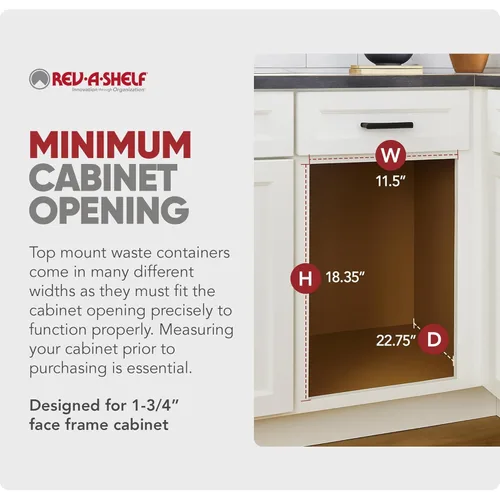 Miniatura 4 de Rev-A-Shelf Bote de basura de cocina extraíble individual de montaje superior bajo gabinete de 35 cuartos con rieles de extensión completa