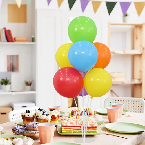 Miniatura 5 de Kit de 4 soportes para globos para mesa con base, centros de mesa, soporte para globos de arcoíris, decoraciones para fiesta de cumpleaños