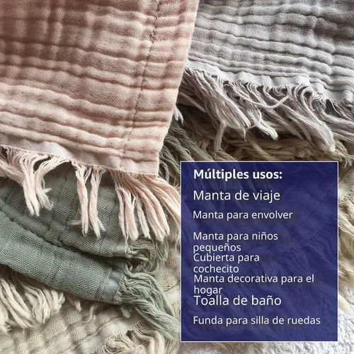 Miniatura 9 de KyraHome - Mantas de muselina para adultos y niños, 50"x60", manta de muselina 100% algodón orgánico, teñida con plantas, manta transpirable y Avena