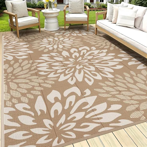 Miniatura 20 de HEBE Alfombra de Exterior Impermeable 6x9, Alfombra de Paja de Plástico Alfombra de Camping, Alfombras de Patio Exterior Reversibles Tapete para RV