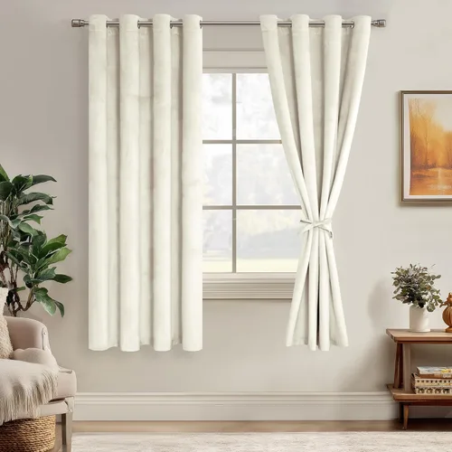 Miniatura 100 de JIUZHEN - Cortinas de terciopelo gris de 63 pulgadas opacas para sala de estar - Cortinas gruesas de terciopelo con ojales para ventana