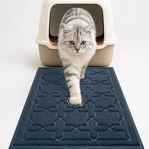 Miniatura 16 de Yimobra Tapete de arena para gatos, 24"x20" tapete con malla de bloqueo de arena, tapete suave para arena para gatos tapete atrapa arena, fácil