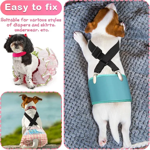 Miniatura 6 de Nuanchu 2 piezas de tirantes para perro para pañales hembra, macho, pañal con tirantes para el vientre canino, arnés en tu mascota, falda y vestido