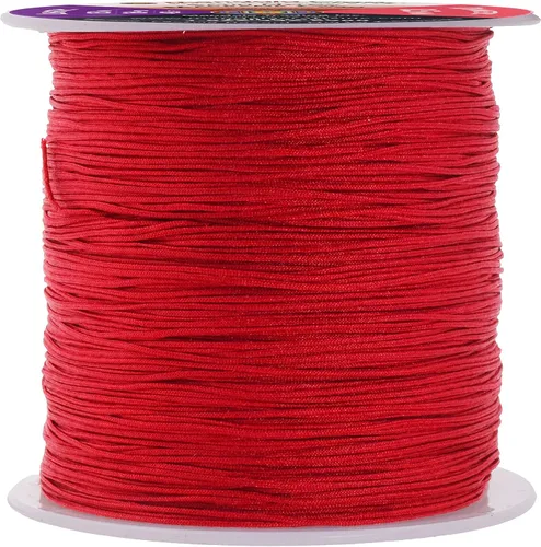 Miniatura 39 de Mandala Crafts Cordón de satén de nailon para la fabricación de joyas, 0.079 in, 55 yardas, cuerdas rojas de nailon, cordón de nudo chino para hacer