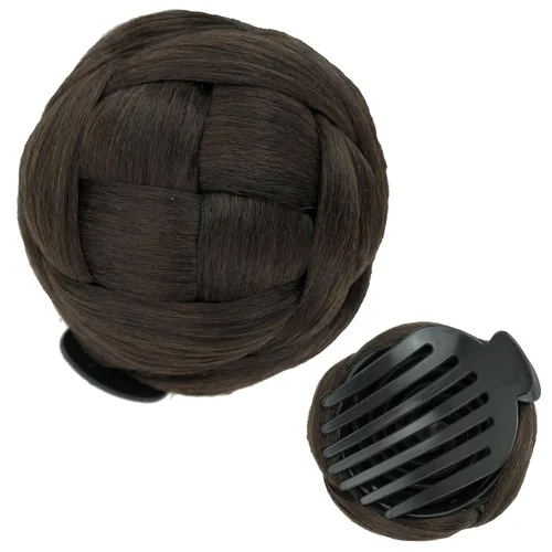 Miniatura 20 de IMISSU Trenzado Chignon Dancer Hair Donut Hairpieces Scrunchie Claw Hair Moño Updo para bodas y fiestas (M3 rubio ceniza)