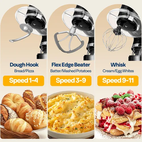 Miniatura 6 de VIVOHOME Batidora de pie con fermentación, preajustes de un toque, batidora eléctrica de masa con tazón de 6 cuartos, batidora de pie de cocina
