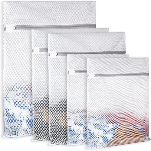 Miniatura 13 de SUERIV Bolsa de lavandería extragrande de malla de nido de abeja de 125gsm, tela de red duradera y reutilizable para lavado delicado, bolsa