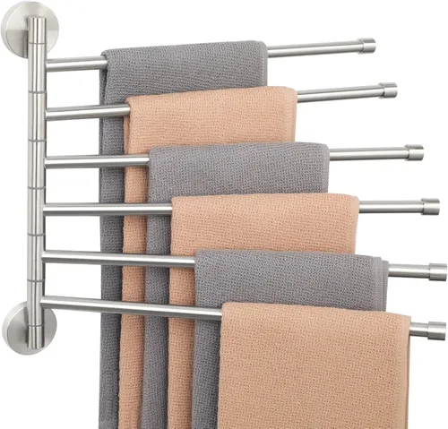 Miniatura 13 de Alise Toallero giratorio, plegable de 6 brazos, toallero de mano para baño, estantes de secado de montaje en pared para lavandería, soporte de Negro