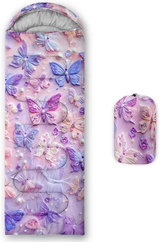 Miniatura 32 de Saco de dormir con estampado lneffble, sacos de dormir, saco de dormir para acampar al aire libre, adecuado para niños, portátil para niños y niñas