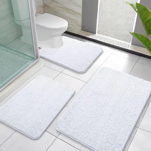 Miniatura 43 de OLANLY Juego de Alfombras de Baño de 3 Piezas, Tapetes de Baño de Chenilla Suave y Absorbente y Alfombra de Contorno en Forma de U para Inodoro