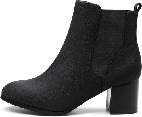 Miniatura 2 de DREAM PAIRS Botas elásticas Gore Chelsea para mujer, botines de tacón grueso