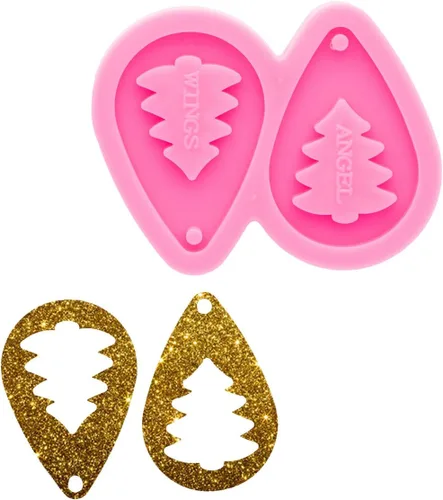 Molde de silicona para aretes de árbol de Navidad superbrillante, molde de silicona para aretes de resina para bricolaje, resina epoxi, fabricación