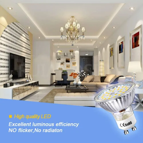 Miniatura 3 de Ruiandsion Bombillas LED GU10 de 85-265 V, luz diurna blanca, 5000 K, 2835, 24SMD, 400 lúmenes, 4 W, repuesto para foco empotrado de riel,