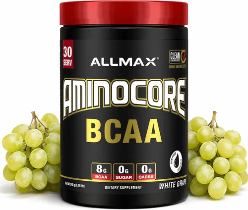 Miniatura 11 de ALLMAX Nutrition AMINOCORE BCAA en polvo, 0.29oz de aminoácidos, bebida de recuperación intra y después del entrenamiento, sin gluten, frambuesa