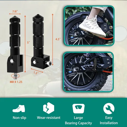 Miniatura 6 de 8mm Apoyapiés Universales para Motocicleta: Apoyapiés Plegables para Pasajeros con CNC de Aluminio para Bicicleta de Motor Eléctrico ATV Compatibles