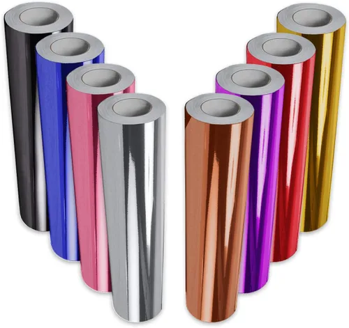 Miniatura 5 de VViViD DECO65 - Rollo de vinilo adhesivo multicolor metálico con purpurina para manualidades (paquete de 8 colores cromados