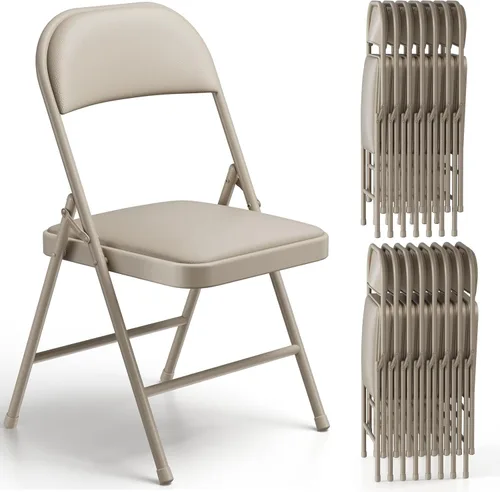 Miniatura 17 de Paquete de 2 sillas plegables, sillas plegables acolchadas de piel sintética para exteriores e interiores, asiento comercial de metal plegable