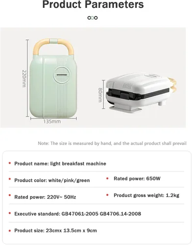 Miniatura 7 de Máquina de gofres individual 6 en 1, plancha para hacer gofres para la familia, máquina de gofres de 650 W con platos de cocción antiadherentes Verde