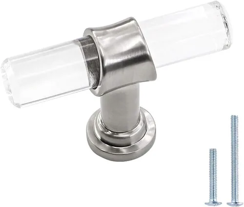 Miniatura 13 de homdiy LS9165GD76 - Tiradores acrílicos de latón cepillado para cajones, manijas de gabinete transparentes para cajones de tocador, manijas