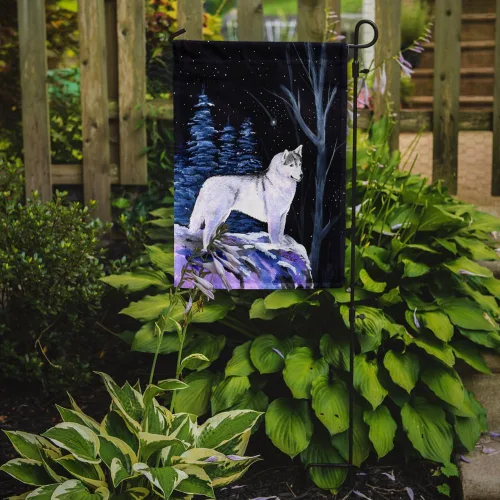 Miniatura 2 de Caroline's Treasures SS8400GF Bandera de jardín de Husky Siberiano con Noche Estrellada Bandera Decorativa para Patio Exterior Jardín, Jardín