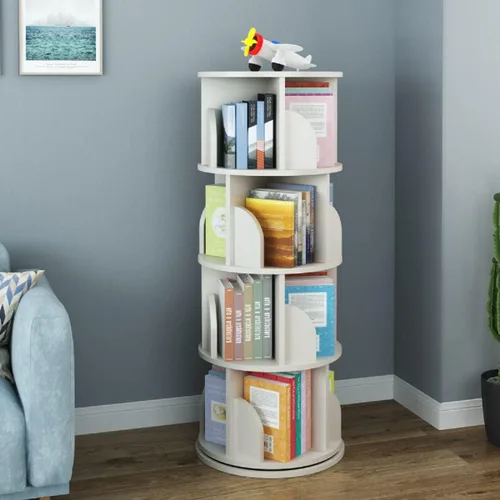 Miniatura 9 de Gdrasuya10 Estantería giratoria de 2 niveles pequeña para dormitorio, estantería apilable con estante de almacenamiento, estante de almacenamiento