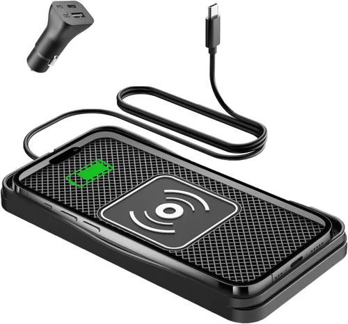 Miniatura 12 de Cargador inalámbrico para automóvil, cargador inalámbrico máximo de 15 W para automóvil, almohadilla de carga antideslizante compatible con iPhone