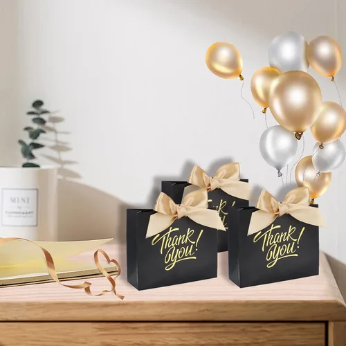 Miniatura 3 de KPOSIYA Bolsas de regalo pequeñas, paquete de 100 bolsas pequeñas de agradecimiento de 4.5 x 1.8 x 3.9 pulgadas, bolsa de papel negro para dulces