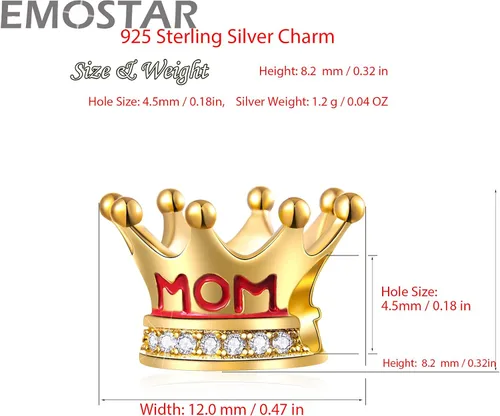 Miniatura 2 de EMOSTAR Dijes temáticos familiares para el Día de la Madre, plata de ley, padre, hija, hijo, nana, esposa marido, madrina, corona de mamá, cuentas