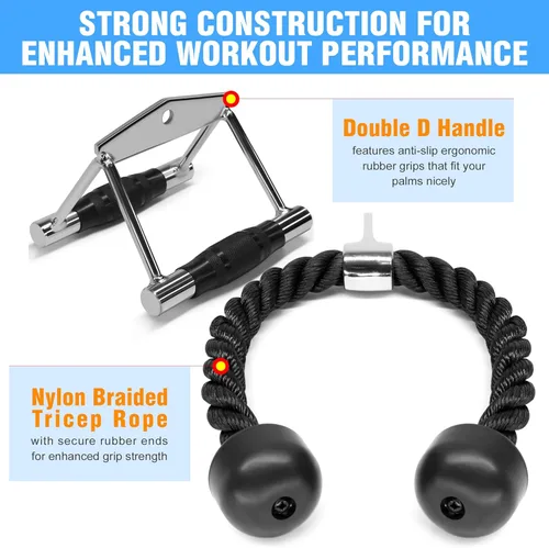 Miniatura 3 de Yes4All Juego de accesorios para máquina de cable de prensa de tríceps, accesorio desplegable LAT, accesorios de máquina de cable para gimnasio