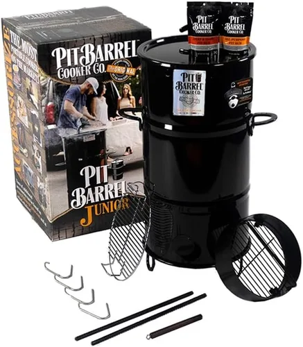 Olla de barril de 14 pulgadas. Pit Barrel PKG1001J - Paquete ahumador de carbón para niños, color negro