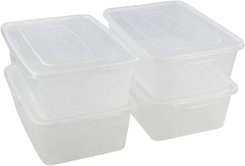 Miniatura 9 de Jekiyo Caja de plástico de 2.5 cuartos de galón, contenedor transparente con mango negro, 4 paquetes