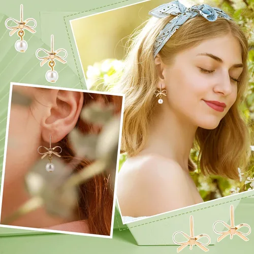 Miniatura 6 de SUPERFINDINGS 24 aretes de tuerca con lazo de latón, aretes dorados con lazo y 40 tuercas de plástico para hacer joyas