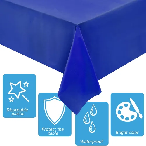 Miniatura 3 de Juexica 12 Pcs Disposable Plastic Tablecloth 54" x 108" Waterproof Table Cover Plastic Decorative Table Cloth for Birthday Graduation Ocean Theme