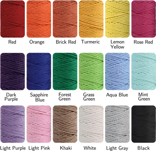 Miniatura 2 de PHUNTTEK Cordón de macramé de 0.079 in x 590 yardas, 18 rollos de cuerda de algodón natural, 3 soportes de cuerda de yute, cuerda suave, hilos
